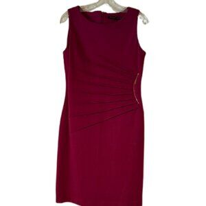 Ivanka Trump Fushia Sheath Dress w/Gold Zipper Detail - Sleeveless - 10